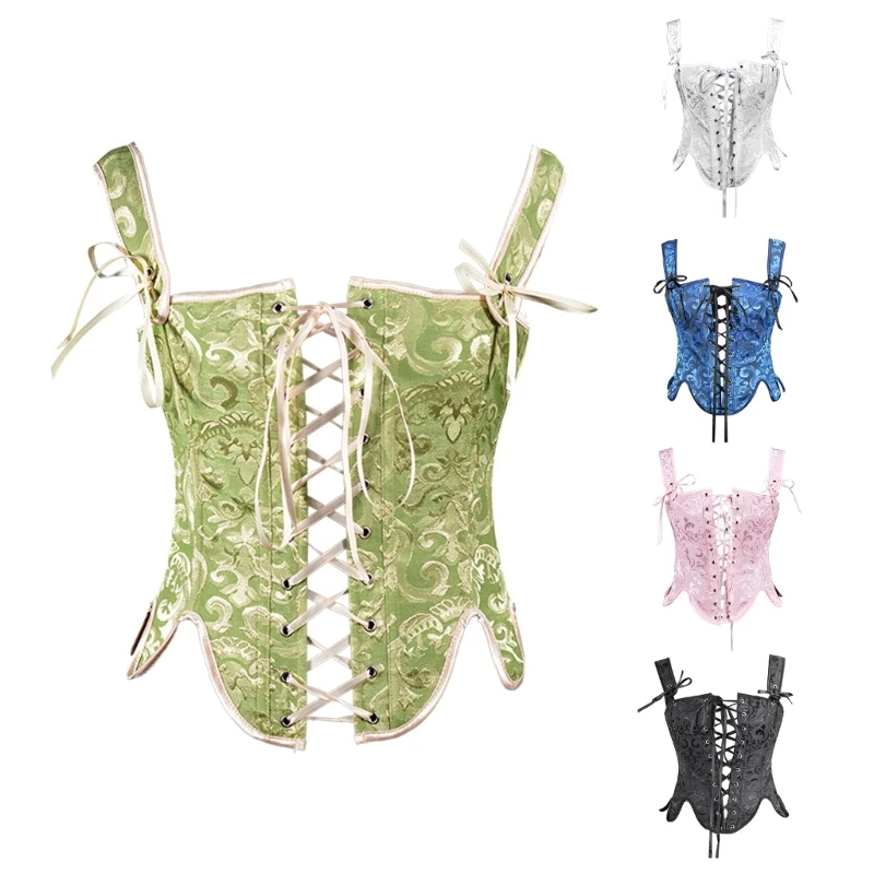 

Push Up Corset Vest Top Women Underbust Body Shaper Tops Jacquard Bustier
