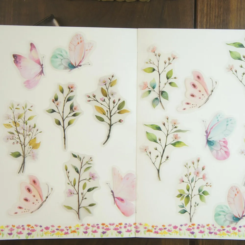 

28pcs Butterflies on Tree Branches Style PVC Sticker Scrapbooking DIY Gift Packing Label Decoration Tag