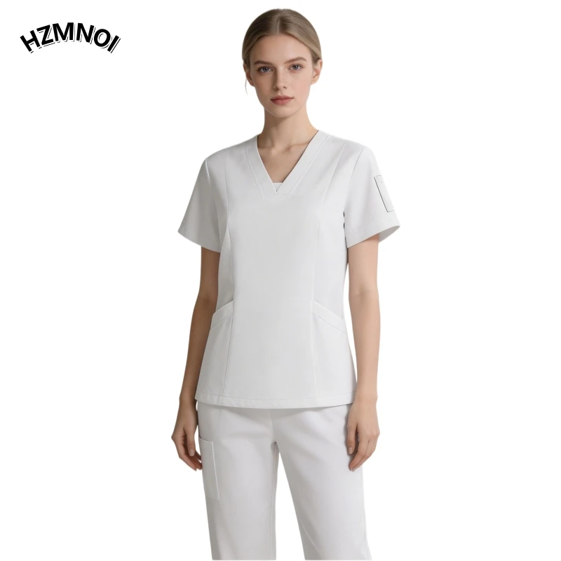 High quality operating room short sleeved women's nursing gown set, unisex elastic quick drying surgical work uniform
