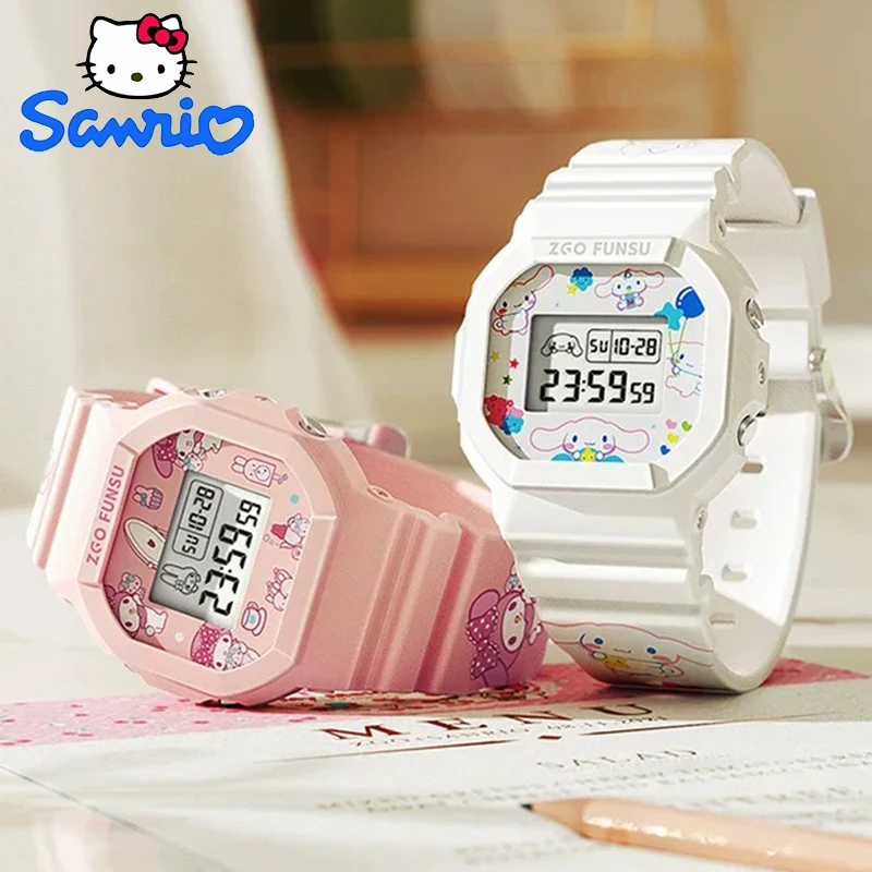 Sanrio LED Digital Watchs Melody Watch Student Versatile Silicone Watch Children\'s Wrist Watch Waterproof Sports Kids Clock Gift