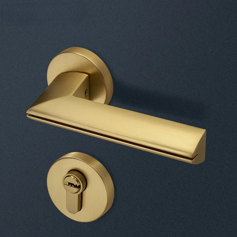 

Brushed Brass Modern Security Locks for Home Door Handle Gold for Bedroom Door Handle with Lock Mortise Door Lock