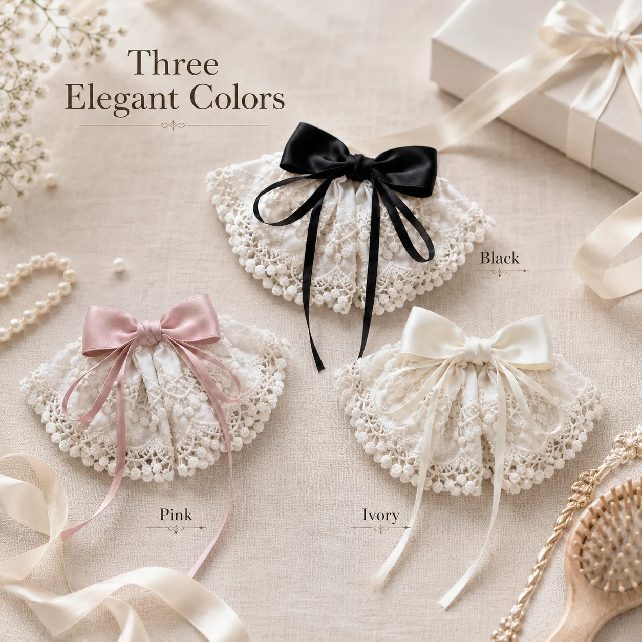 New Lace Bow Streamer Hair Clip Back Head Top Clip Elegant Princess Ponytail Holder Sweet Hair Accessories