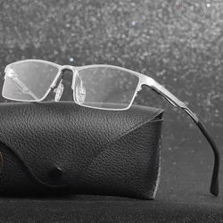 HDCRAFTER Titanium Glasses Frame 18g light Men Square Myopia Prescription Eyeglasses Frames Half Rim Optical Male Korean Eyewear