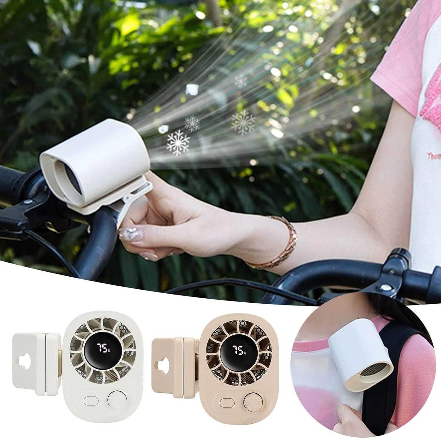 

Clip-On Fan with LCD Display, Rechargeable USB Fan, 360° Rotation Outdoor Clip Umbrella Fan Electric Waist Fan Car Cooling fan