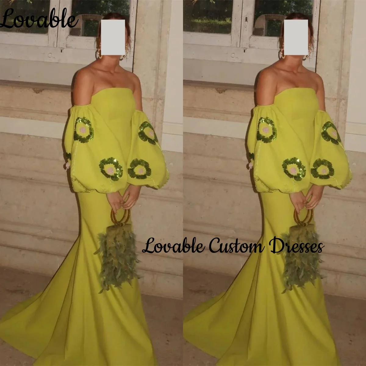 

Dresses For Prom Beadings A-Line Off-The-Shoulder Floor-Length Formal Occasion Dresses Zipper Up Long Sleeves Dress Women Elegan