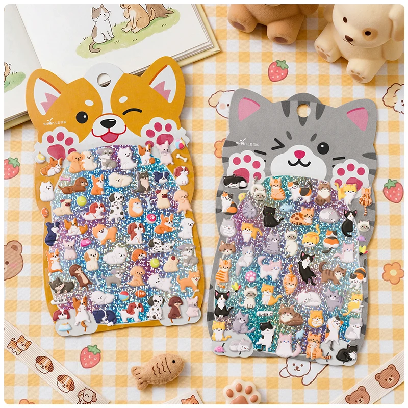 

4 pcs Cute Animals Rabbit Bear Cartoon 3D Puffy Stickers Scrapbooking Journal Sticker DIY Diary Stationery Sticker School Office