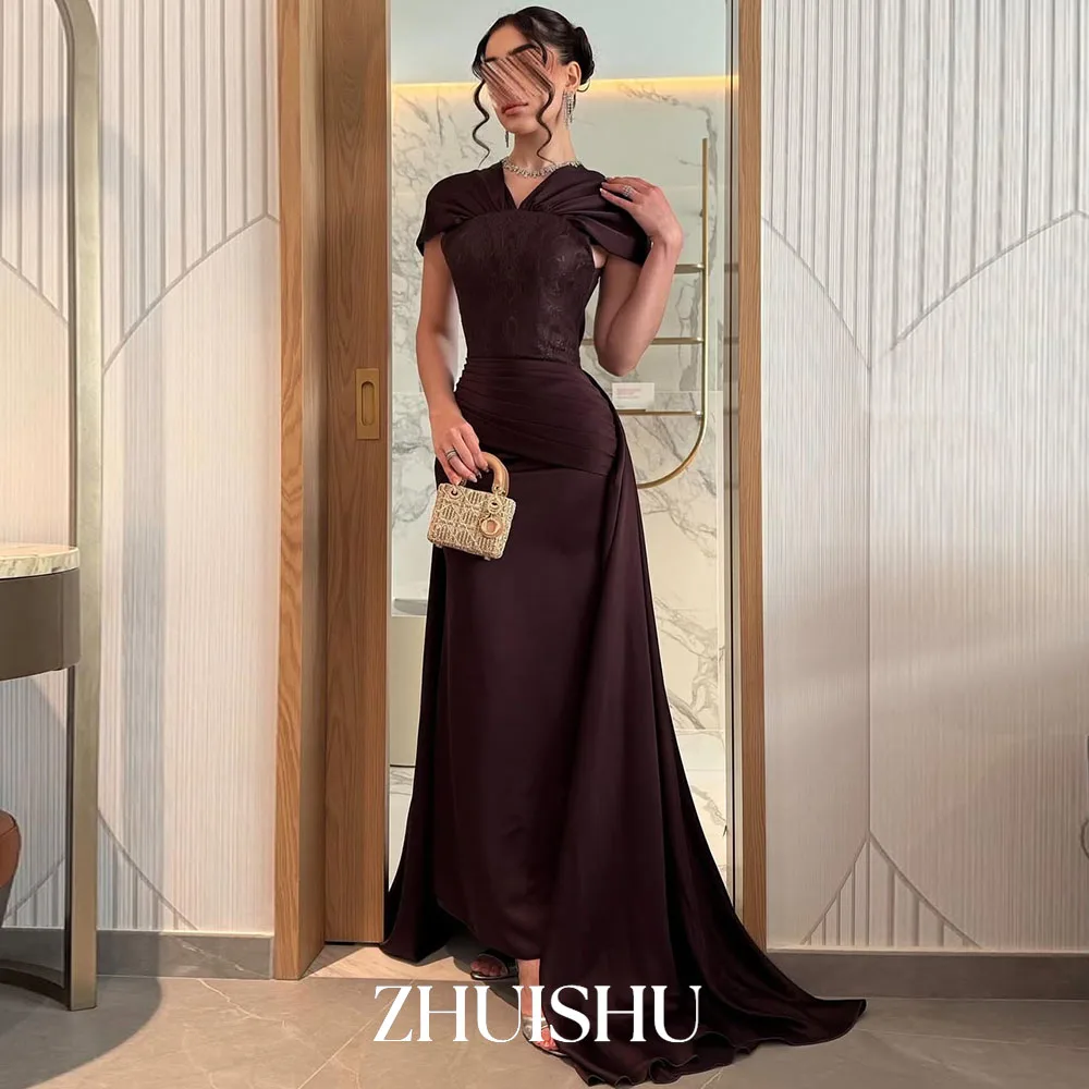 ZHUISHU бордовые женские вечерние платья с открытыми плечами, Саудовская Дубай, вечернее платье, кружевное вечернее платье по индивидуальному заказу 2026
