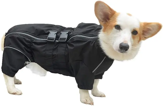 Dogs Waterproof Jacket, Lightweight Reflective Safety Dog Raincoat Windproof Snow-Proof Dog Vest for Corgis Dachshund