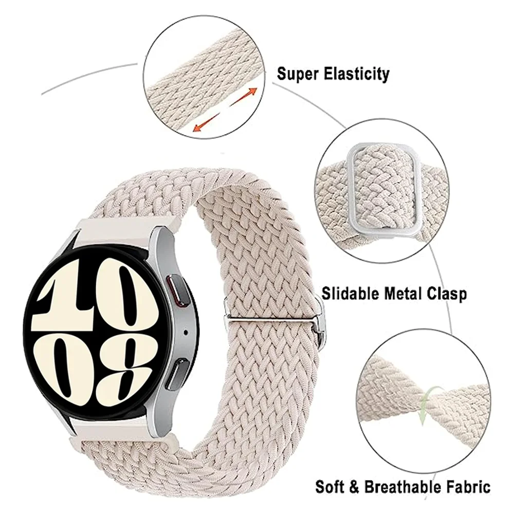 20mm/22mm Band For Samsung Galaxy Watch 6 40mm 44mm/4/5 pro/Classic 43mm 47mm Braided Solo loop bracelet Huawei GT 2e 3 4 Strap