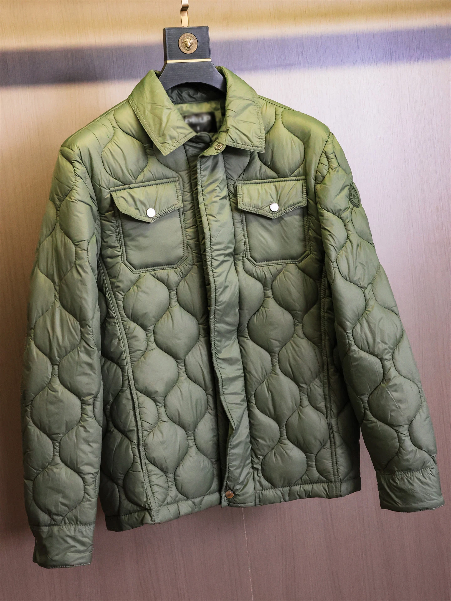 Long Sleeve Casual Jacket Lightweight Warm Quilted Gourd Design Collar Pure Color Commuter Versatile Cotton M619 Polyester Fiber