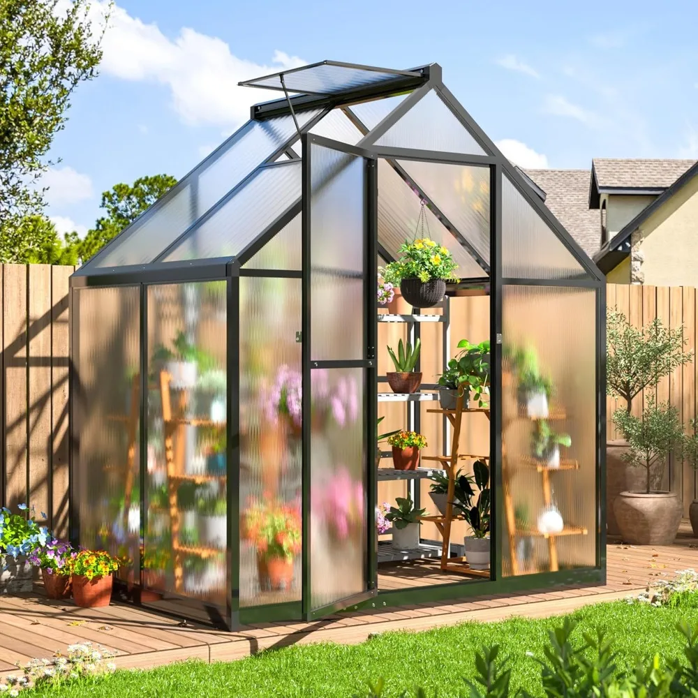 

Greenhouse for Outdoors, with Quick Setup Structure and Roof Vent, Aluminum Large Walk-in Greenhouse for Outside Garden Backyard