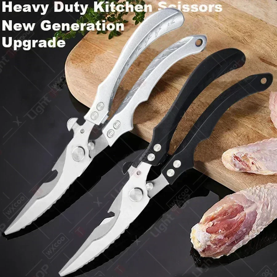 Professional Kitchen Scissors Chicken Bone Scissors Multifunctional Meat Duck Fish Cutter Poultry Scissors Plastic handle image 2