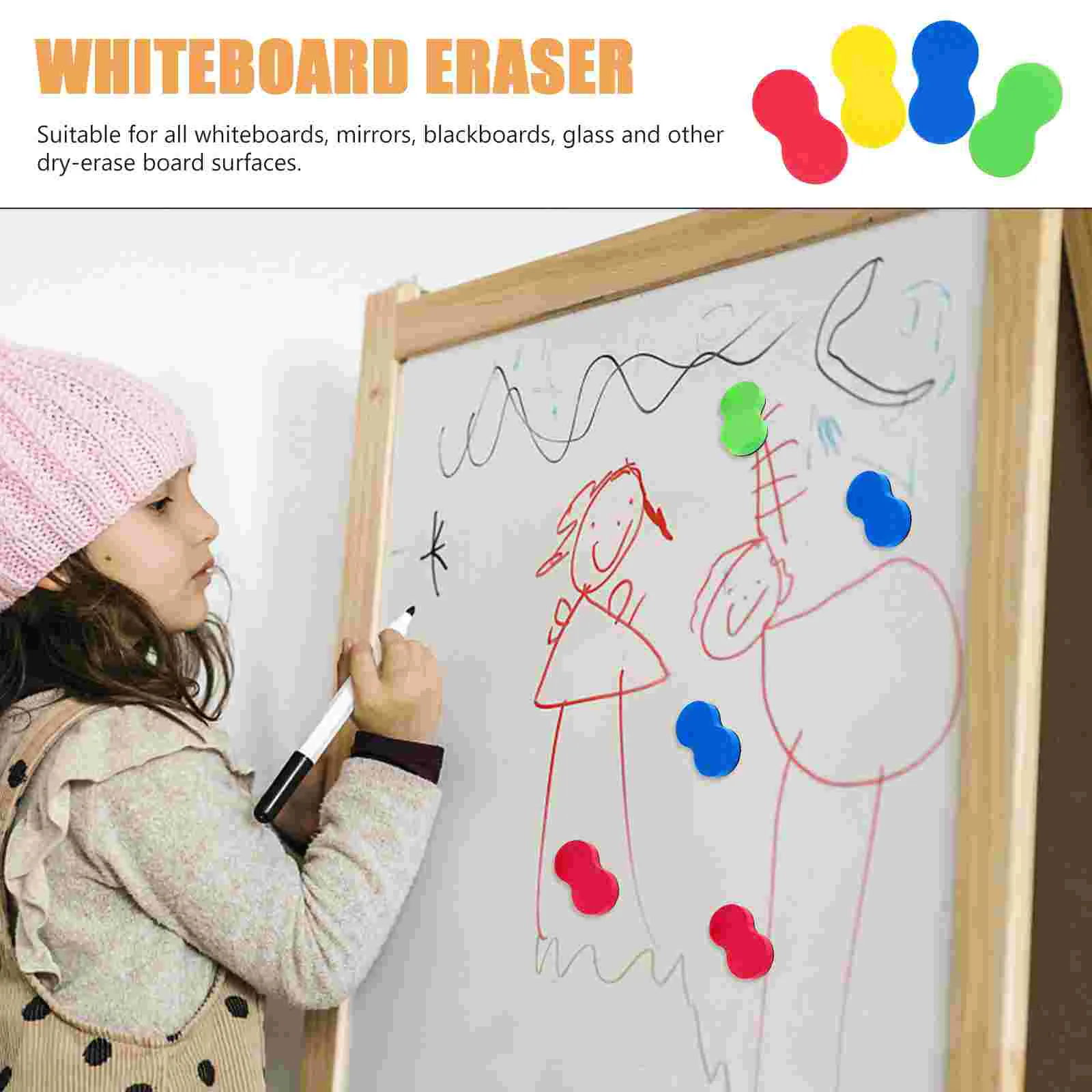 20 Pcs Green White Board Erasers Office Dry Multifunction Eva Erasable Whiteboard Chalkboard for Kids