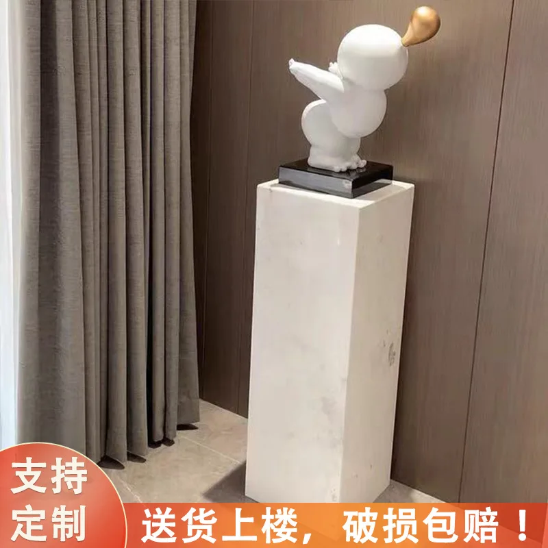 White marble base ornaments, living room entrance, TV cabinet, floor-to-ceiling stone pillar pedestal, stone pier sculpture tabl