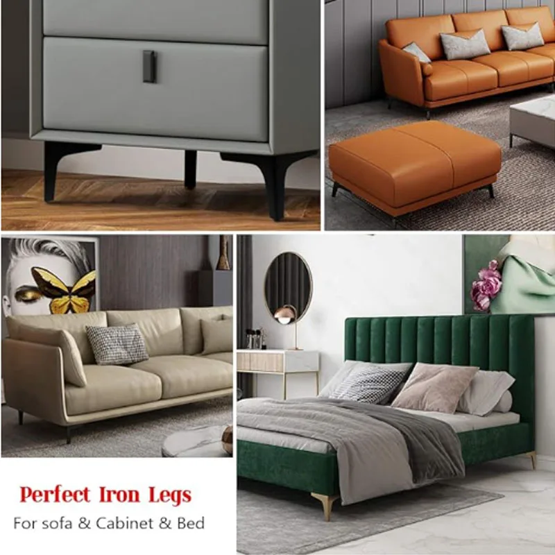4pcs Modern furniture legs metal gold Black Iron Sofa Feet for Table Bed Chair Desk Dresser Cabinet support Furniture Hardware