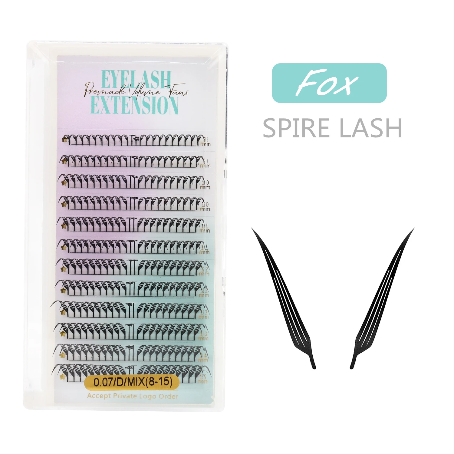 AGUUD Spire Spike Eyelash Extensions Fox Feather Shape Comic Spire Shaped Premade Fans Lashes Extensions