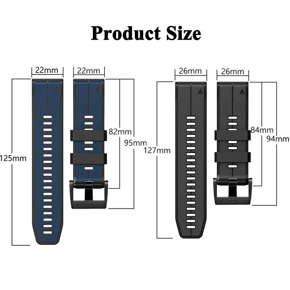 Quickfit 26/22mm Silicone Band For Garmin MARQ Athlete 2 Adventurer Golfer Captain Aviator Epix Gen 2 Fenix 7X 7 Strap Bracelet