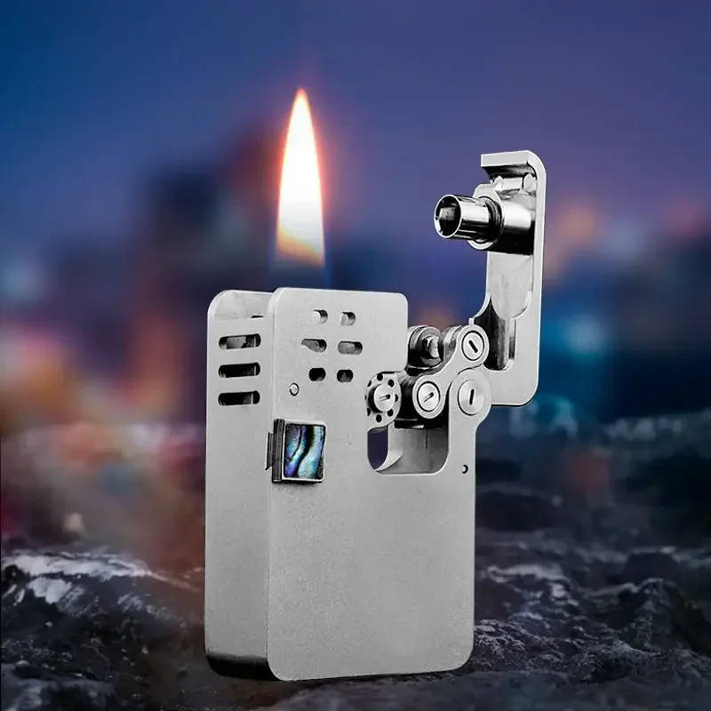 

Cool Beautiful Gasoline Lighter Vintage Classic Smoking Lighter Catapult Mechanical Linkage Shell Decoration Night Light