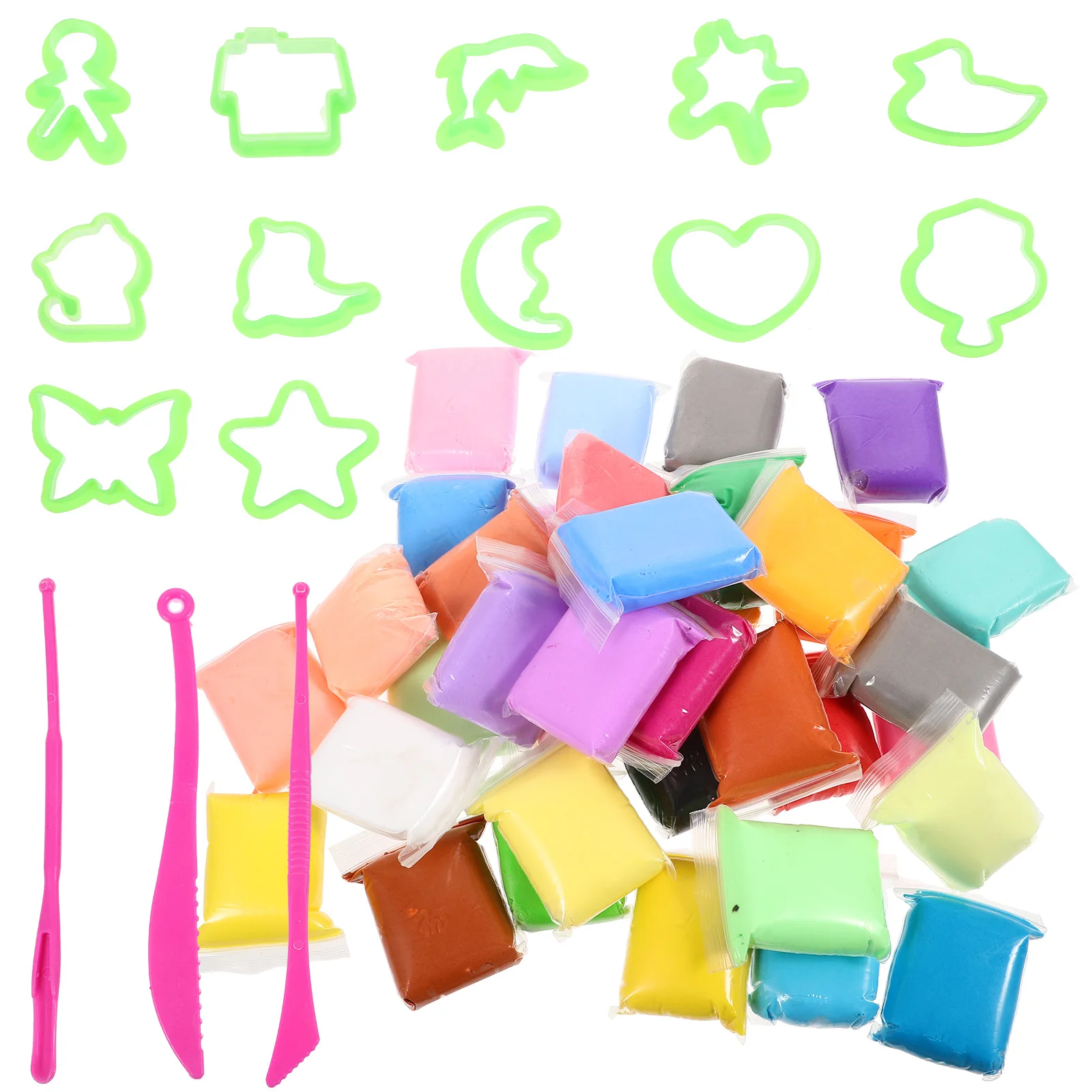 Ensemble de modélisation en argile polymère, Kit d'argile de couleur douce et brillante pour l'artisanat créatif, cadeau pour adolescent, accessoires de sculpture, 1 ensemble