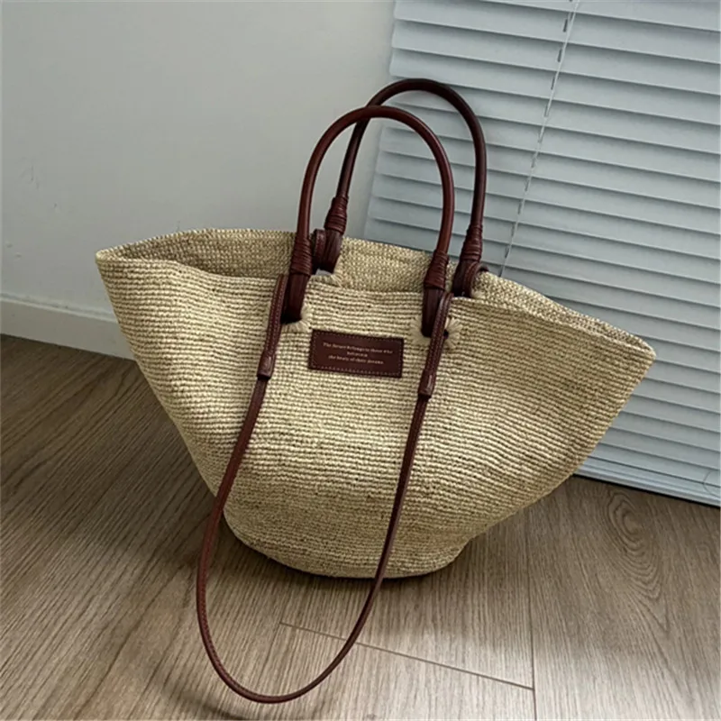 

Straw Handmade Weave Bags genuine leather Women Luxury Designer Handbag And Purses New In Casual Large Capacity Shoulder ﻿bag