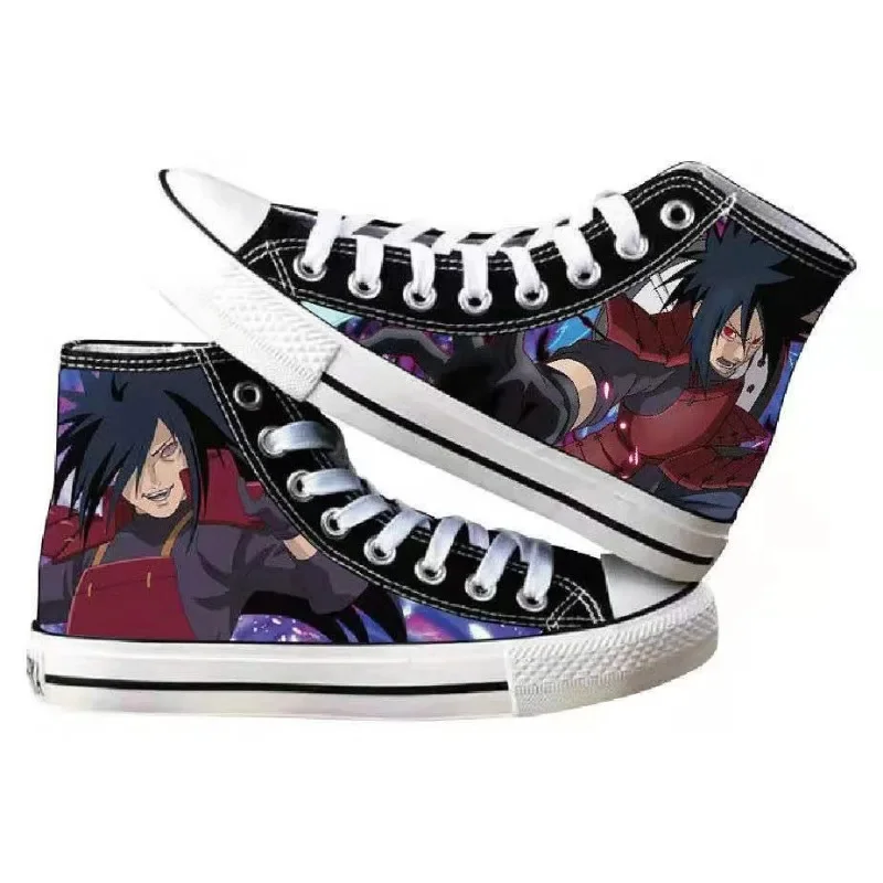 Anime Naruto Sasuke Kakashi Cosplay Costume Cartoon Uchiha Madara Students High Help Fashion Casual Canvas Shoes birthday gifts