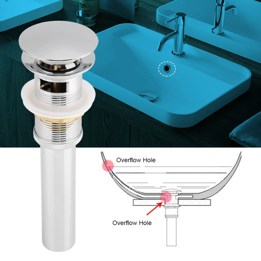 

Stable Stainless Steel Sink Drain Overflow Hole Anti-odor Basin Drain Chrome Plated Bathroom Accessory Sink Fitting