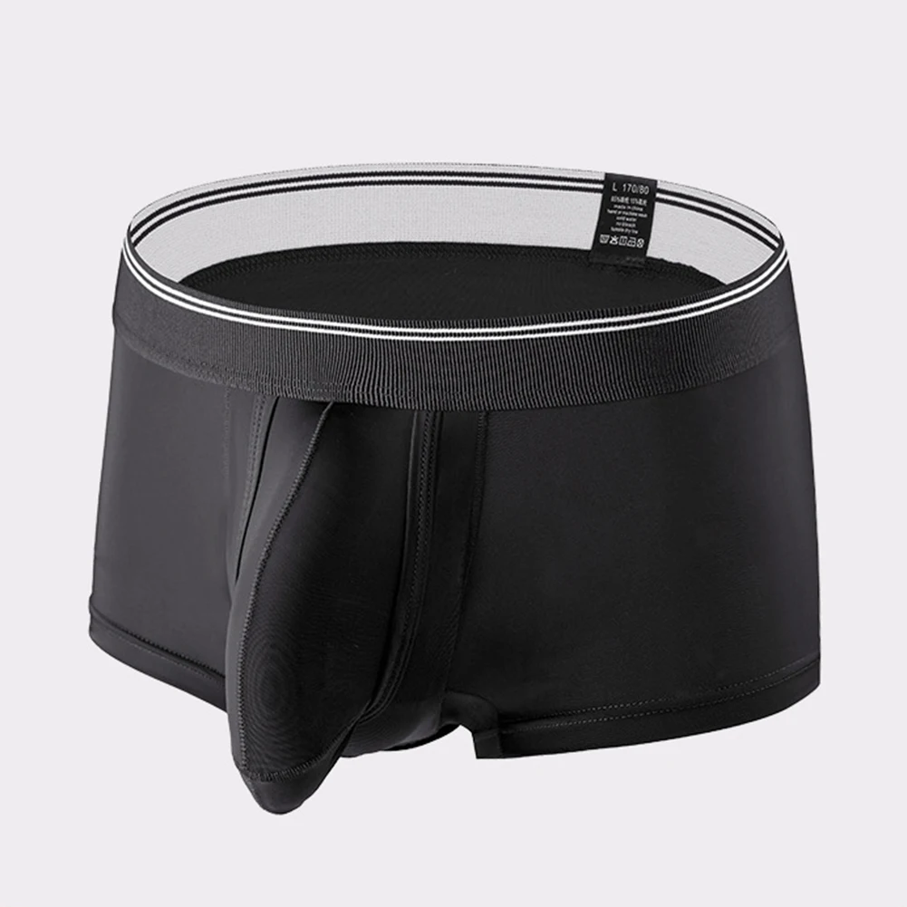 Biancheria intima da uomo sexy Ice Slik a vita media Slip boxer traspiranti Mutande solide Custodia rigonfia Mutandine elastiche