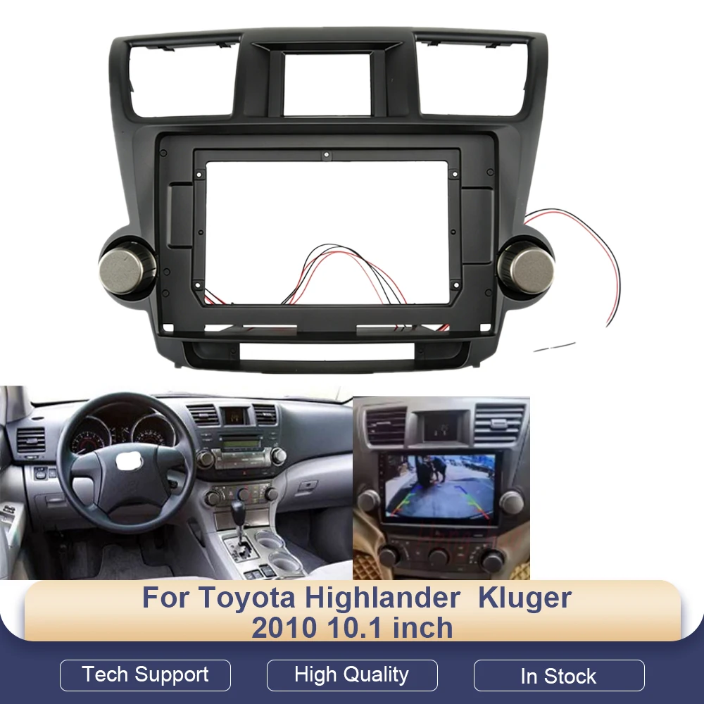 

Car Radio Fascias Frame For Toyota Highlander Kluger 2010 10.1 inch 2DIN Stereo Panel Harness Wire Power