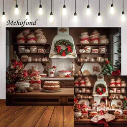 Mehofond Photography Background Winter Christmas Kitchen Cooking Cake Xmas Tree Kids Family Portrait Decor Photo Backdrop Studio