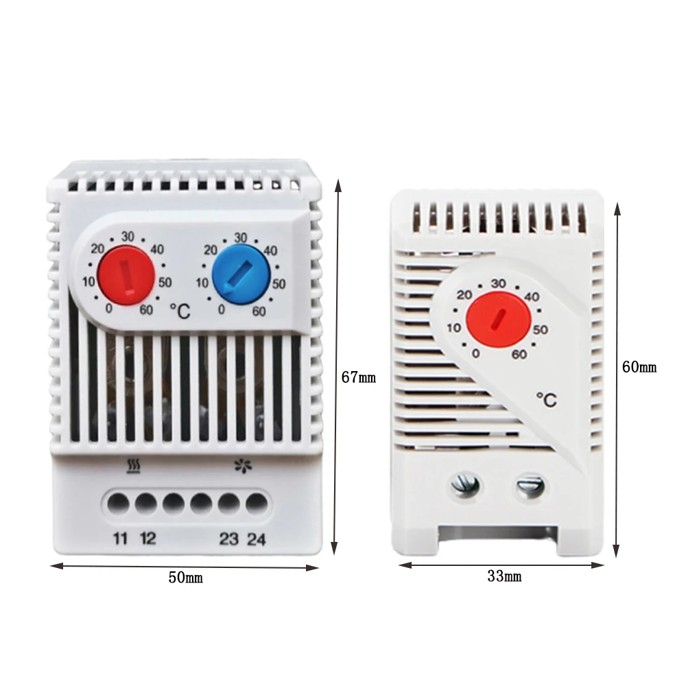 

0-60°C KTO011/KTS011/ZR011 DIN Rail Mini Compact Bimetallic Heating Cooling Thermostat Mechanical Temperature Controller