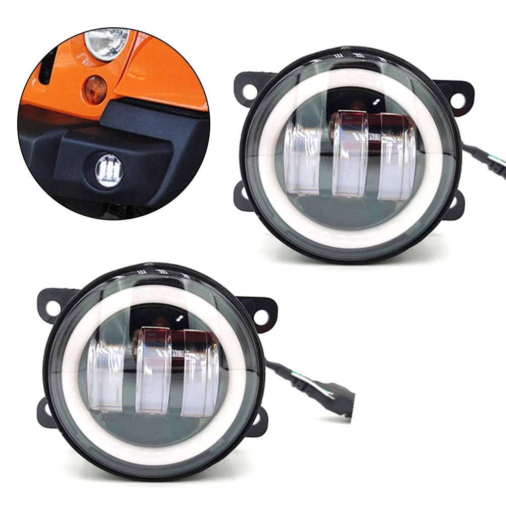 

Car LED Headlight 3.5inch Round Work Light Modification Spot Pods Driving Light Halo Fog Lamp Offroad PC Lens Angel Eyes Light