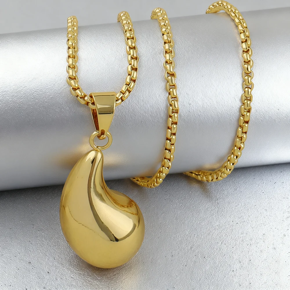 

Gold Color Water Drop stainless steel Earring necklace Simple Design for Women Ear Jewelry Simple Valentine's Day Gift