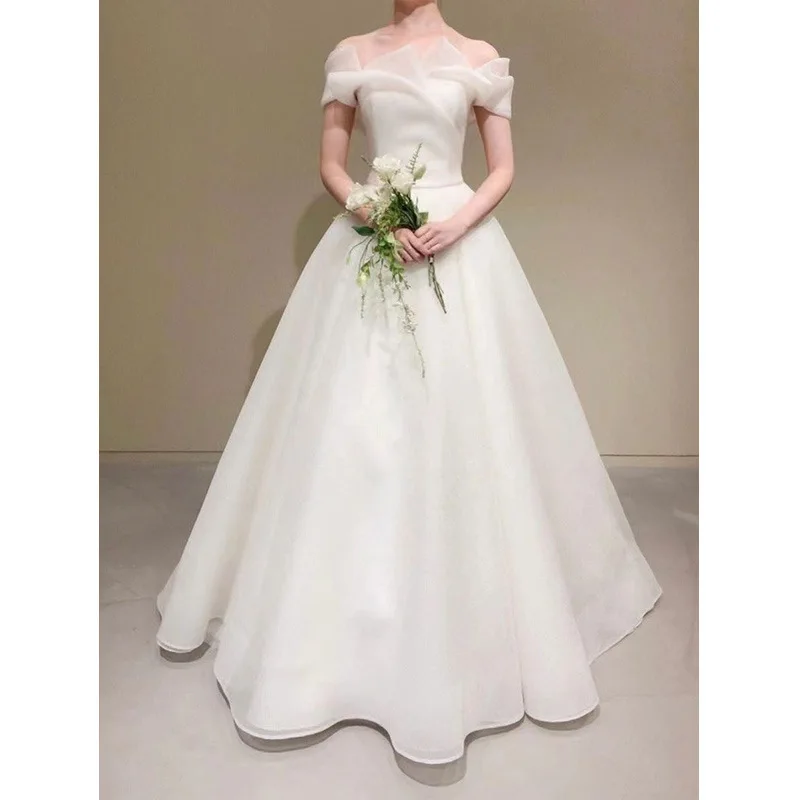 Elegant Off The Shoulder A Line Wedding Dresses Simple Long Vestidos De Novia 2023 New Sukienka Na Wesele Custom Made Plus Size