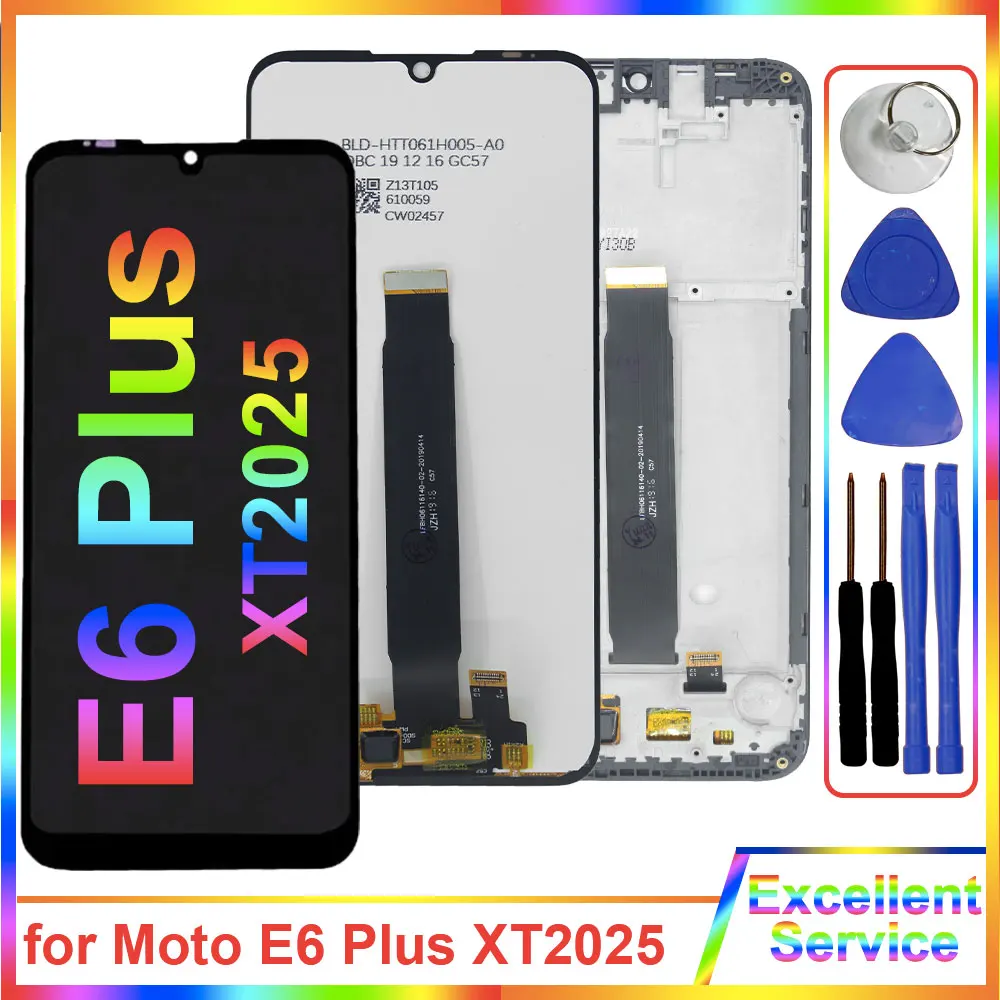 

6.1'' New LCD for Motorola Moto E6 Plus XT2025 LCD Display Touch Screen Digiziter for Moto E6 Plus LCD Replacement With Frame