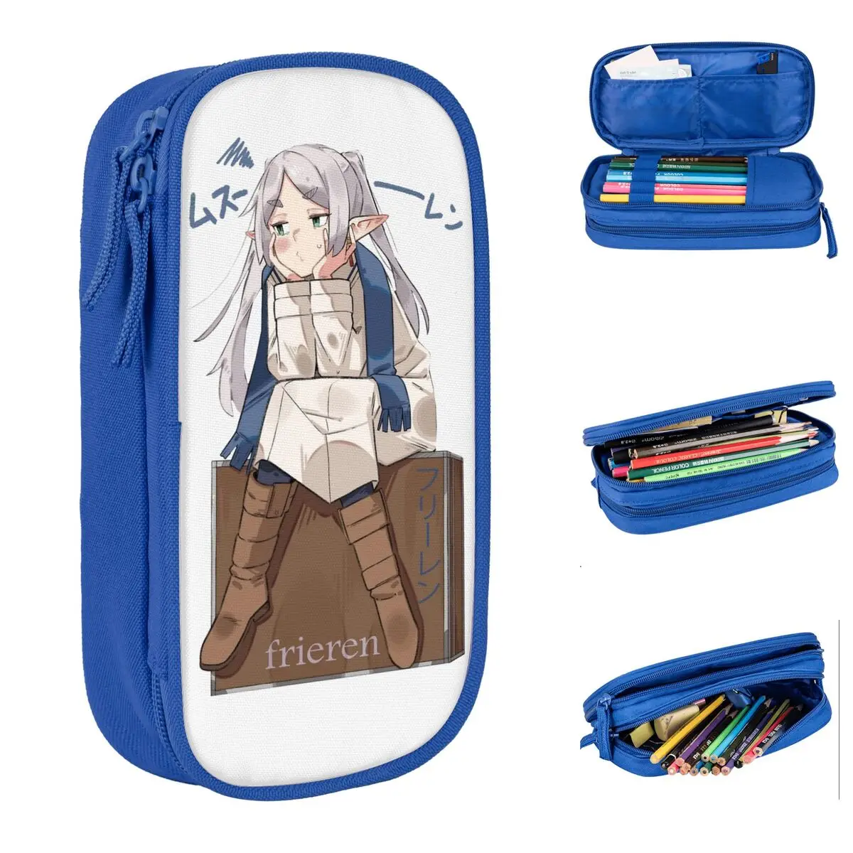 Frieren Anime Manga Pencil Cases New Pen Holder Bag for Student Large Storage Students School Zipper Pencil Pouch