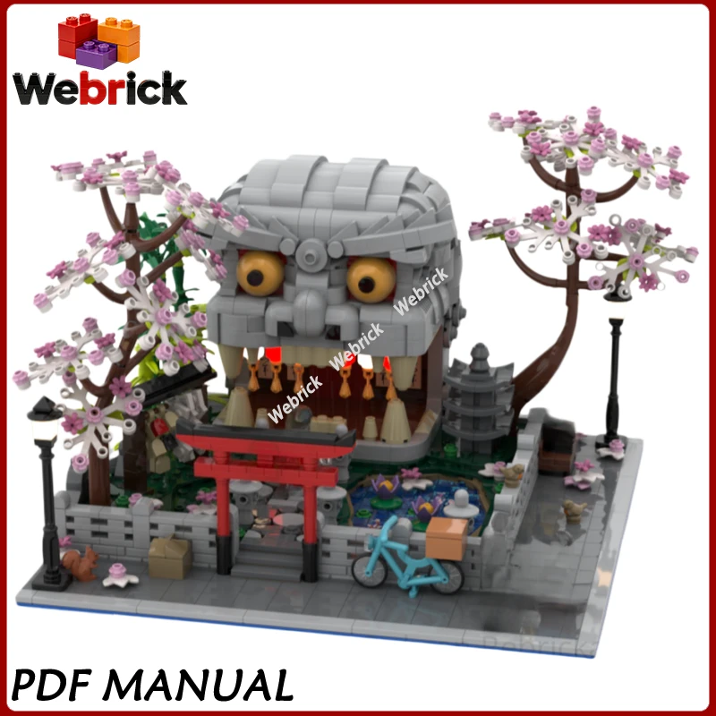 Retro Manor Building Blocks Lion Head Garden Decor Yard Feature DIY MOC Bricks Kit For Desktop Showcase
