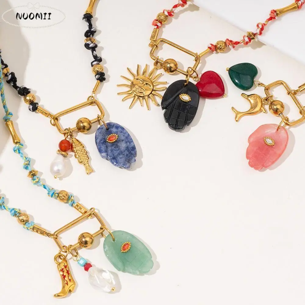 moda-boemio-titanio-aco-colar-de-cristal-colorido-contas-pingente-colar-jade-clavicula-corrente-verde-joias-feminino