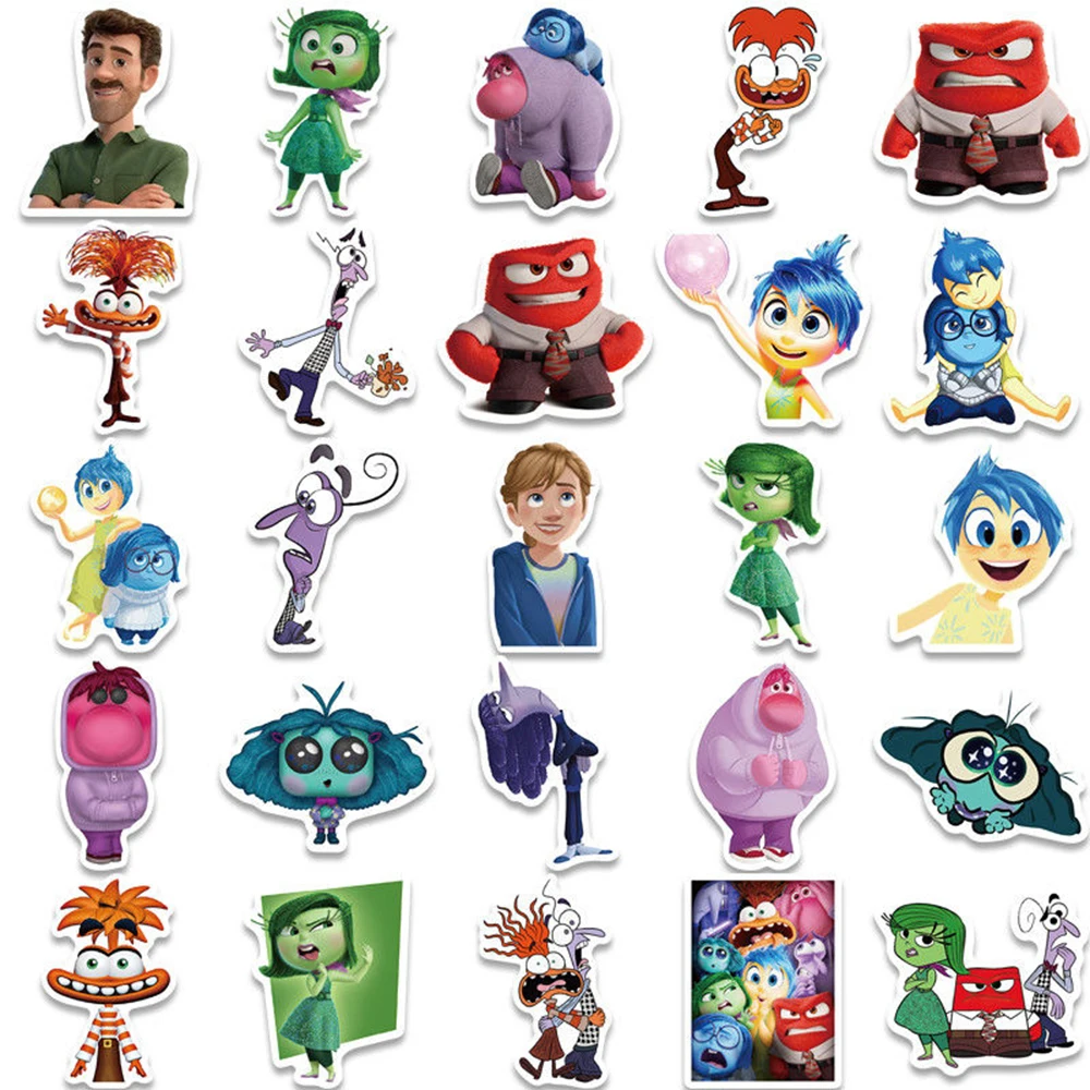 •50PCS Movie Inside Out Stickers Cartoon Graffiti Decoration Skateboard Laptop Notebook Luggage Waterproof Decal Toy
