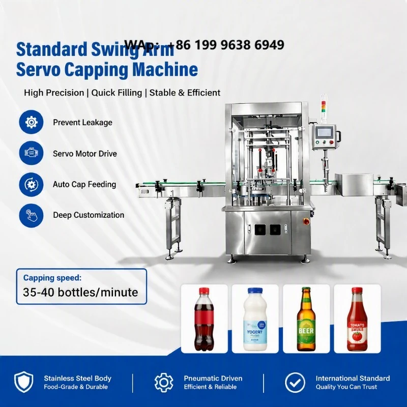 Electric Swing Arm Servo Capping Machine Automatic Screw Capper for Small to Medium Batch Bottle Capping Job