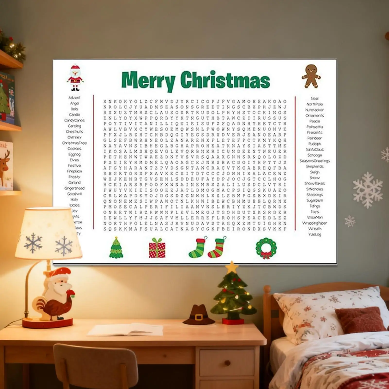 Christmas Activity Poster Fun Interactive Puzzle Challenge Decor Giant Word Search Poster Gift For Thanksgiving Holiday Family