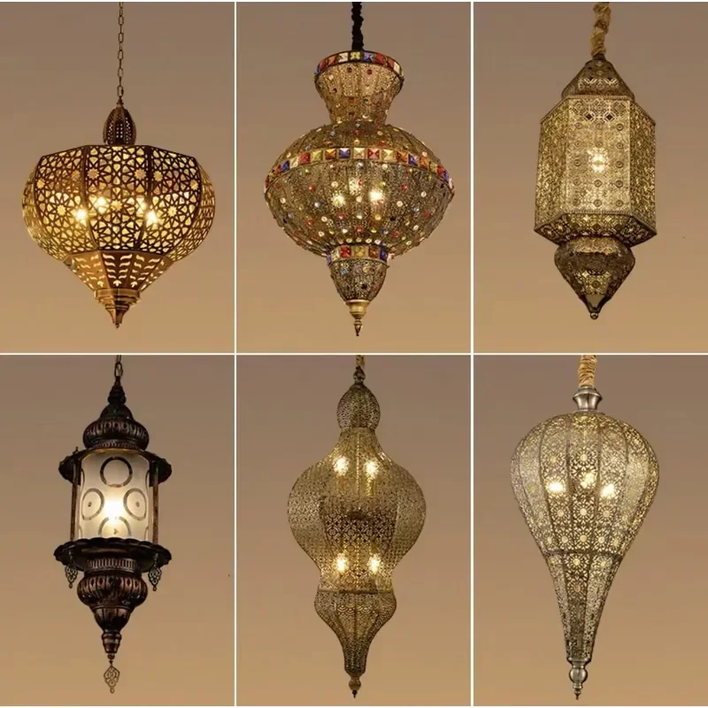 Stained Glass Turkish Chandelier Lights for Coffee Shop Xinjiang Style Arabic Restaurant Hotel Bar Table Decorative Hanging Lamp