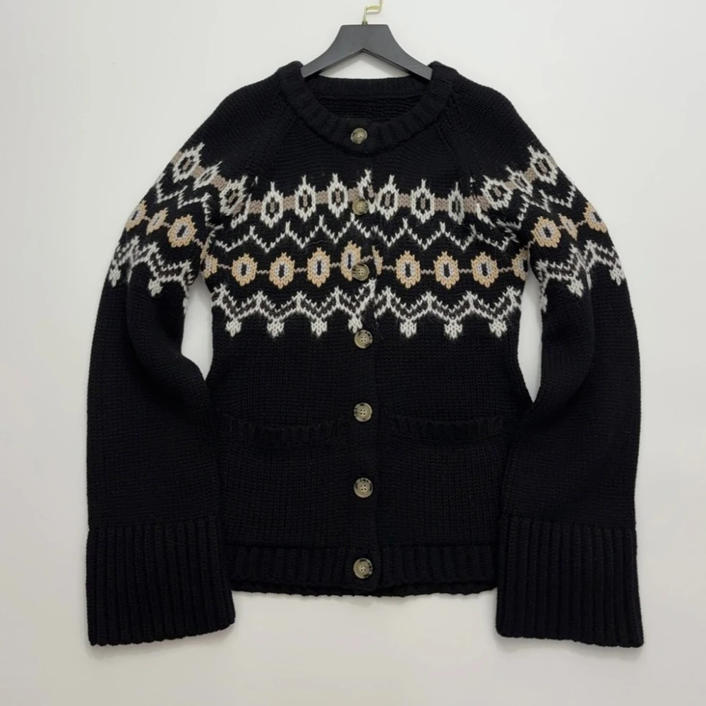 

Autumn Winter Retro Knitted Cashmere Cardigan Women Sweater