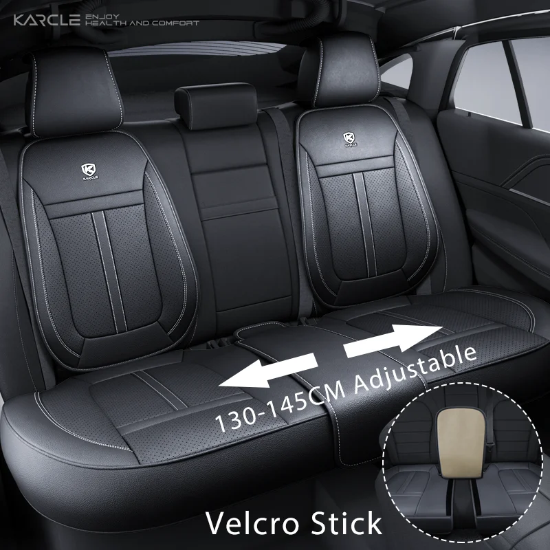 PU Leather Car Seat Covers Full Set Breathable Hole Front Seat Cushion Adjustable Back Seat Protector Waterproof Car Accessory