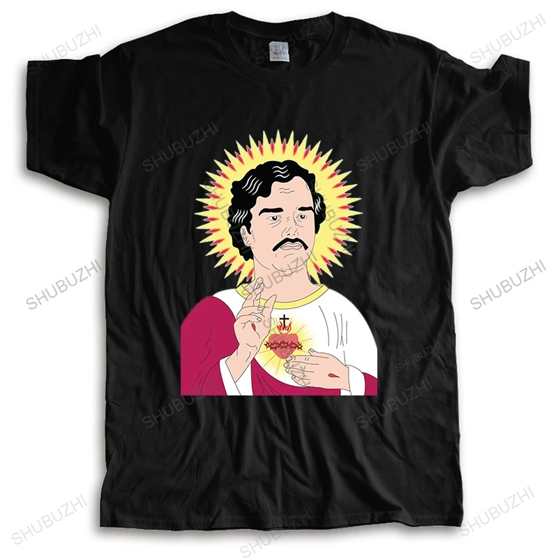 Pablo Escobar Saint Jesus Mary Portrait Men\'s T-shirt Cartoon t shirt men New Fashion tshirt Loose Size top shubuzhi teeshirt