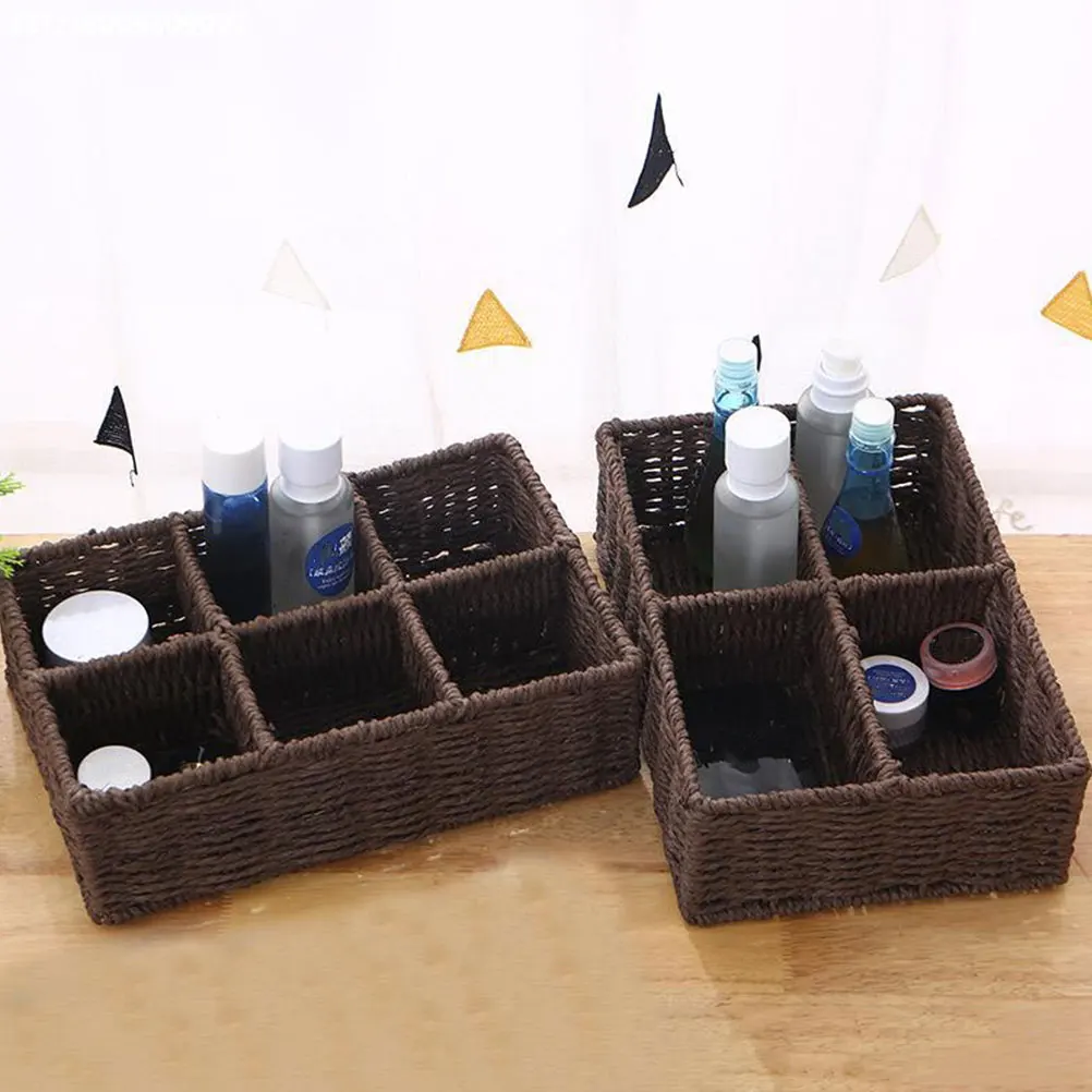 

Vintage Style Rectangular Storage Basket Household Organizer Bedroom Hotel Desktop Cosmetics Toilet Compartment Holder Iron