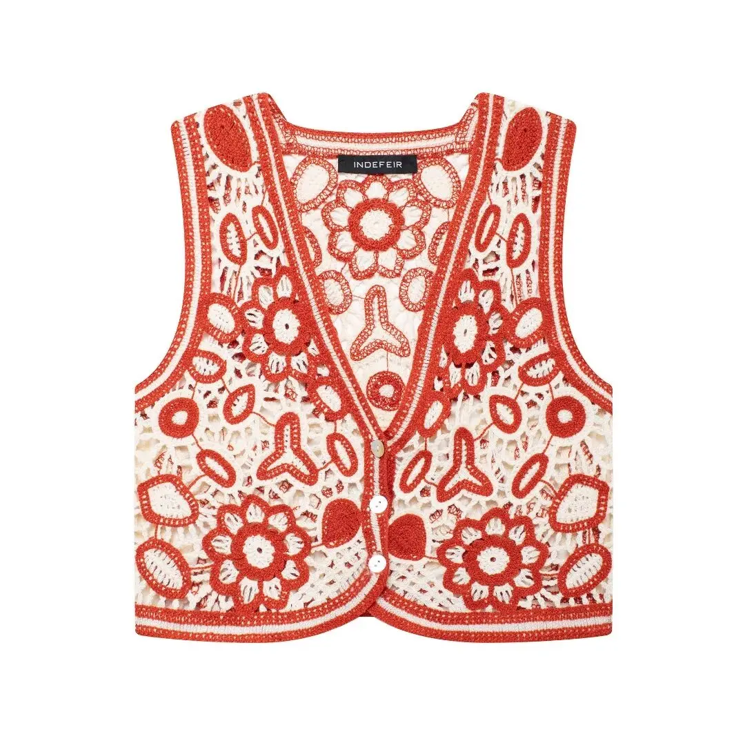 

Autumn New Women's Clothing European And American Style Simple Casual Hollow Knitted Vest Street Style Fashion Versatile Vest