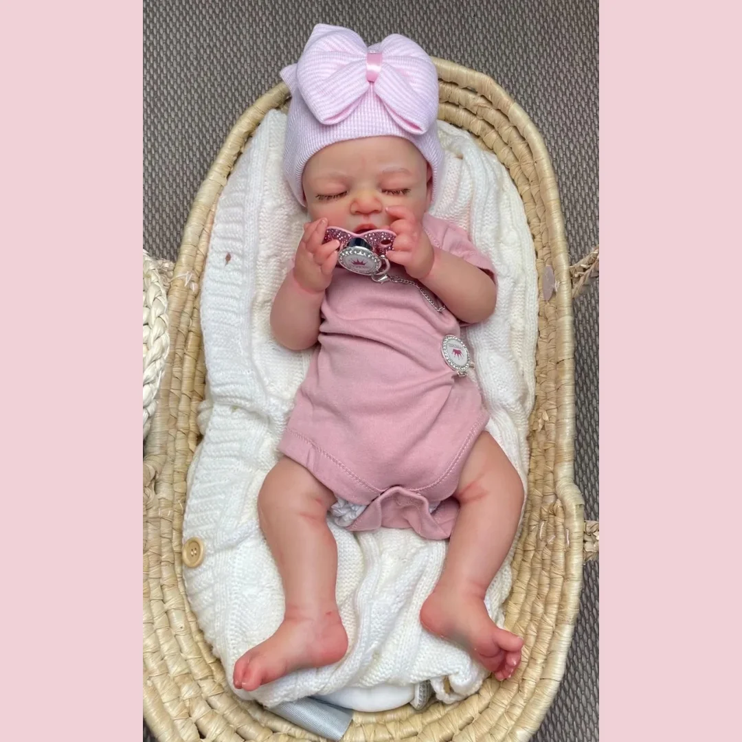 42 cm Open Mouth & Cleanable Full Soft Silicone Reborn Doll, 3D Hand-Crafted Lifelike Real Skin, Bebe Reborn De Silicona