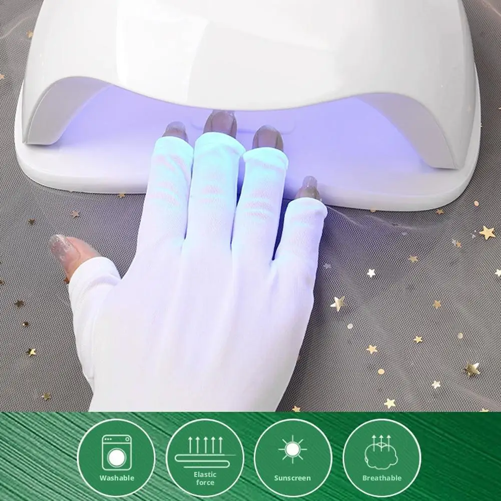 Rękawiczki UV do paznokci, rękawiczki chroniące przed promieniowaniem UV, bez palców dla kobiet, do manicure żelowego, chroniące przed światłem UVA UVB do lampy do paznokci żelowych.