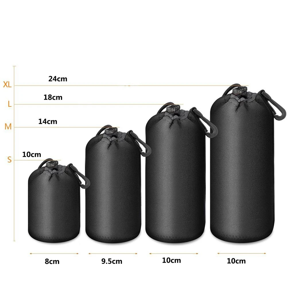ABRI-4PCS Camera Case Lens Pouch Set Lens Case Small Medium Large And Extra Large For DSLR Camera Lens Bag Pouch Shockproof