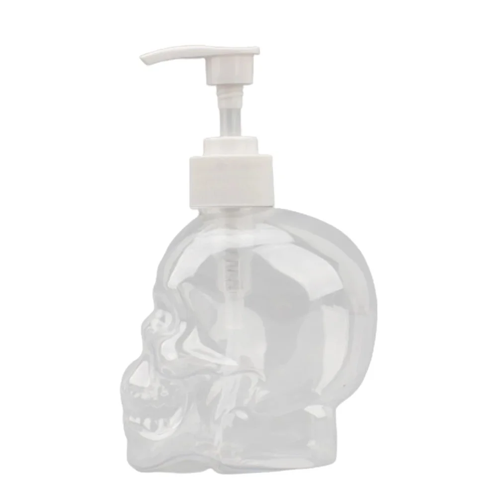 350ml Creative Skull Shape Liquid Soap Fillable Bottle Soap Dispenser Hand Soap Shower Gel Shampoo Transparent Empty Bottle